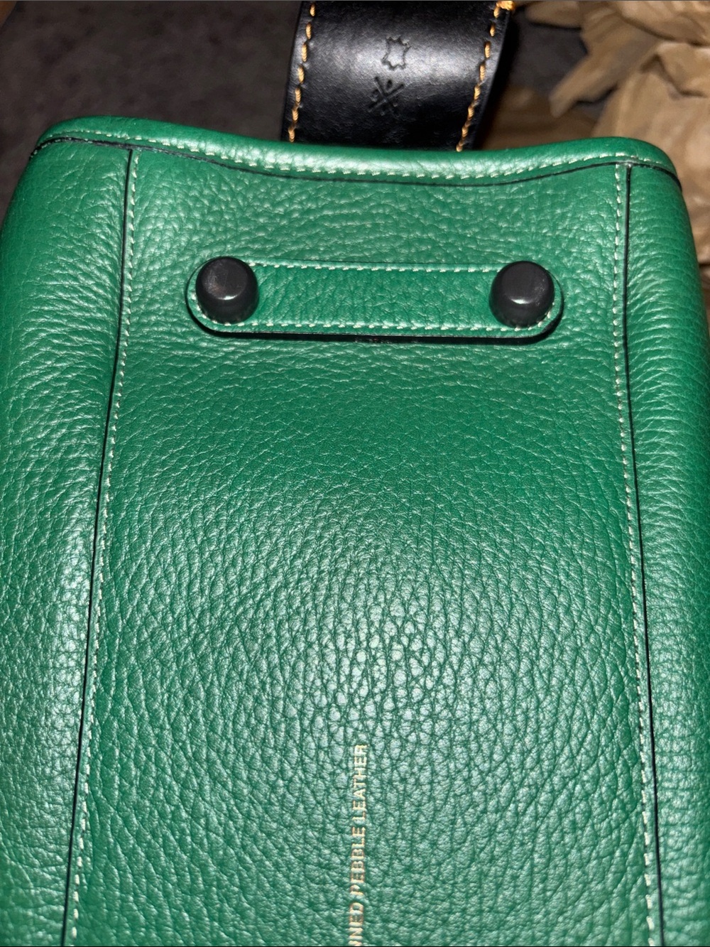Coach Rogue Green Leather Satchel with Cream Trim and snakeskin handles. - Picture 9 of 11